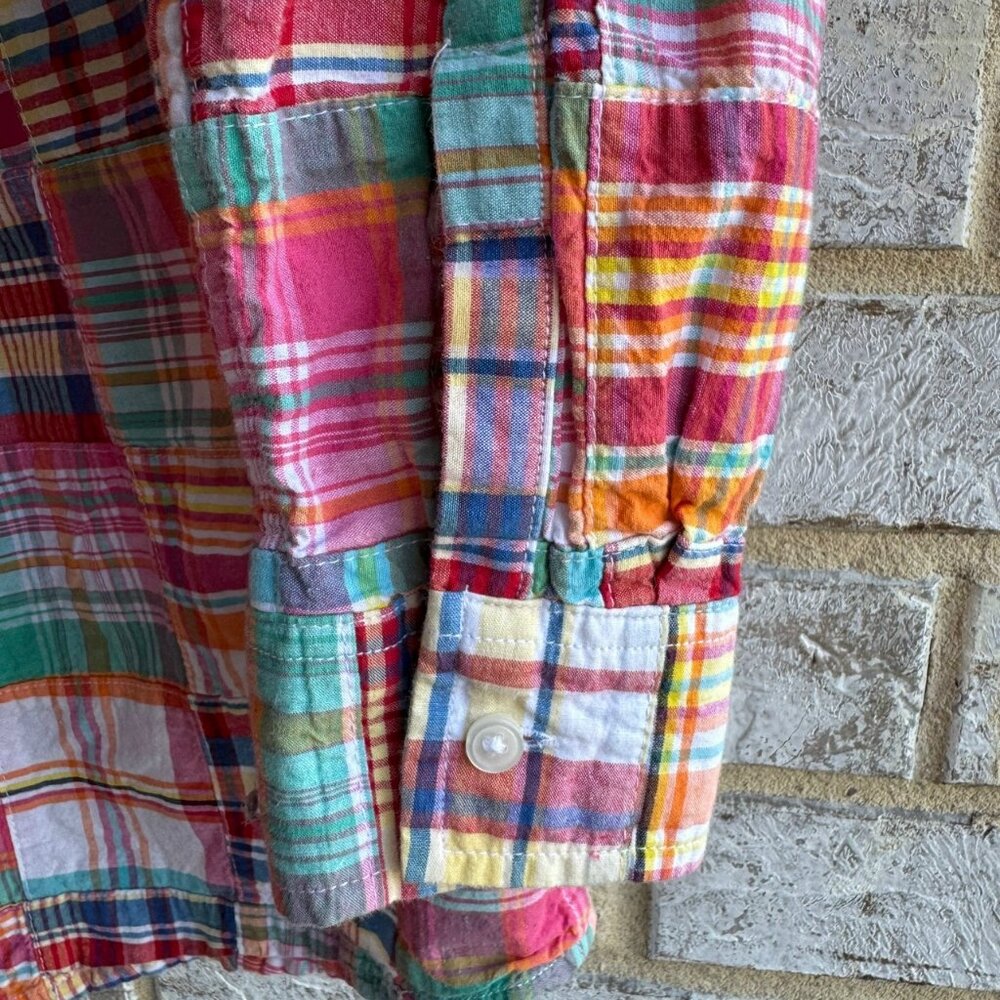 Lands' End Long Sleeve Button Up Patchwork 100% C… - image 7